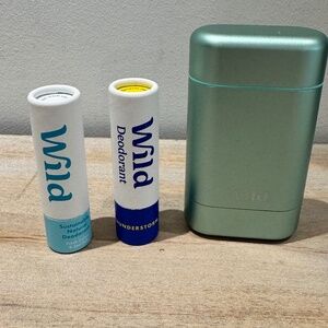 Wild Deodorant -Refillable Aluminum Case in Coconut & Vanilla + 2 travel sizes